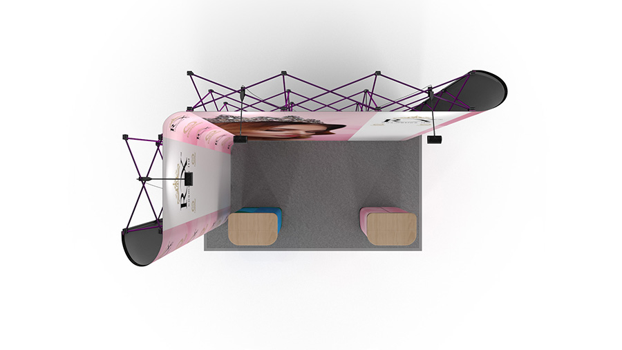 Top View Of 2m x 3m L-Shaped Linked Pop Up Exhibition Stand